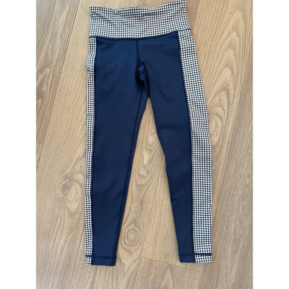 Vineyard Vines Performance Navy & Gingham Print Leggings XXS Womens - Picture 1 of 4